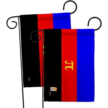 Imagem de Americana Home & Garden Bandeira de poliamor, pacote com 2 peças, suporte para orgulho arco-íris amor LGBT gay bissexual pansexual casa transgênero banner decoração pequeno presente de quintal duplo, 33 x 47 cm, feito nos EUA