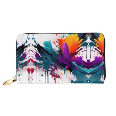 Imagem de XLLingL Carteiras de cartão de crédito impressas, bolsas longas de couro femininas, carteiras com zíper, carteira de viagem simples