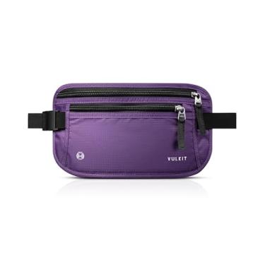 Imagem de VULKIT Cinto de dinheiro para viagem, suporte oculto para passaporte, carteira de viagem antifurto sob as roupas, bolsa de cintura com bloqueio de RFID, pochete disfarçada, Roxo violeta