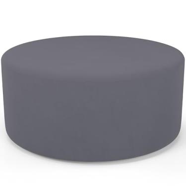 Imagem de Puff Redondo Orgânico para Living 90cm Lola W01 Suede Cinza - Lyam Decor