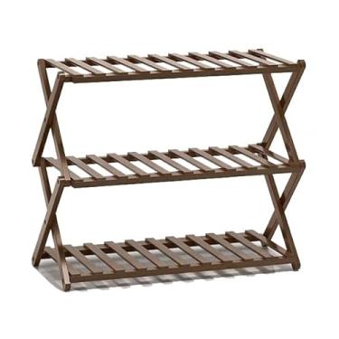 Imagem de Sapateira empilhável dobrável, suporte organizador de sapatos de várias camadas para entrada de armário, prateleira de armazenamento de sapatos multifuncional e livre (cor: 3 camadas 70 cm)