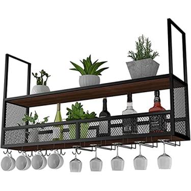 Imagem de Suporte para garrafa de vinho Suporte de garrafa de vinho para pendurar no teto Suporte de copo de vinho para pendurar suporte de garrafa de vinho vintage decoração de teto rack de copo de vinho para