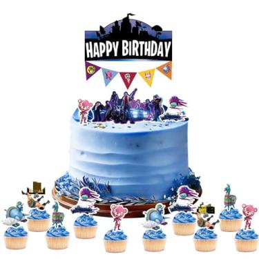 Imagem de Decoração de bolo para crianças Jogo de Bolo Decoração de Bolo Aniversário Infantil Decoração de Bolo Jogo Jogo Topper de Cupcake de Feliz Aniversário para Crianças Meninos Festa de Aniversário