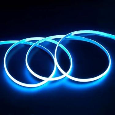 Imagem de Cinlitek Fita de LED COB, fita de luz de 12 V de densidade ultra alta de 5 m, 480LED/m, CRI 90+, iluminação LED regulável flexível cortável de 5 mm de largura para decoração interna doméstica e uso