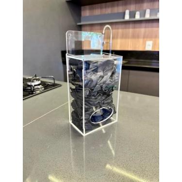 Imagem de Suporte Dispenser de Parede em Acrílico para Luvas Descartáveis, Branco, Organizador de Cozinha (Transparente)