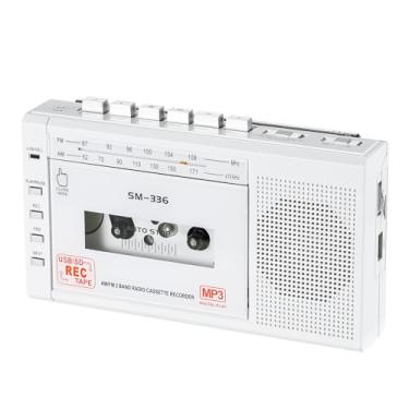 Imagem de FIOLEES Leitor de fita cassete para conversor digital via USB/cartão SD, gravação em cassete/disco U/cartão SD via microfone, alimentação por bateria CA ou AA, gravador cassete portátil com
