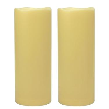 Imagem de CANDLE CHOICE Vela grande à prova d'água operada por bateria sem chamas com temporizador realista cintilante plástico elétrico pilar de LED para lanterna, jardim, quintal, Halloween, decorações de