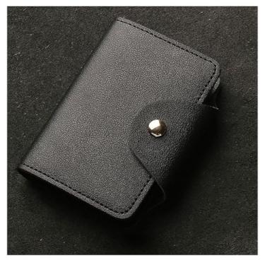 Imagem de Carteira compacta para cartão de crédito com janela de identidade para homens e mulheres com 26 compartimentos para cartão, Preto, Simplicidade moderna