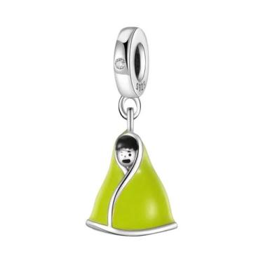 Imagem de Berloques De Prata Com Acabamento Verde Em Formato De Abacate, Besouro