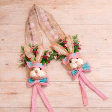 Imagem de Escapulário Enfeite Cabeça Coelho Decoração Pascoa Porta 2m