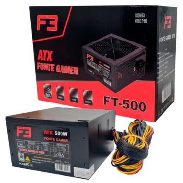Imagem de Fonte Gamer F3 FT-500, 500W, Com Cabo de Energia - Preta