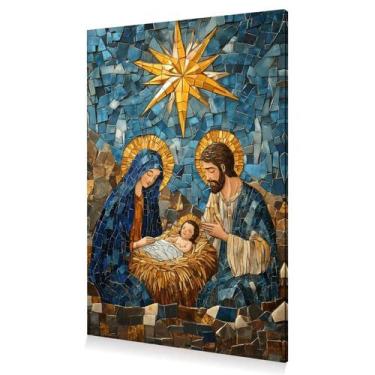 Imagem de Quadro Mosaico Sacro Religioso Sagrada Família Canvas 60x40 - DC Expre