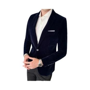 Imagem de Blazer Masculino Slim Fit De Veludo Cotelê Estilo Britânico Casual Par