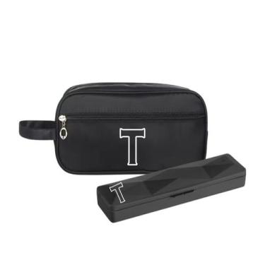 Imagem de Kit Necessaire e Porta Escova Preto Personalizado Iniciais - Mormino, 