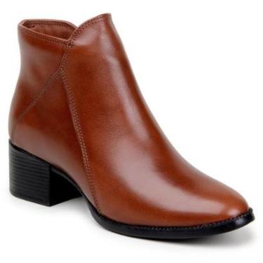 Imagem de Bota Feminina Botinha Chelsea Salto Alto Lisa 100% Couro Legítimo Cano Curto Original Parra Boots-Feminino