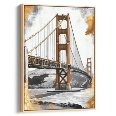 Imagem de Quadro decorativo Dourado Portal de Conexões Sobre o Mar - Art Canvas,