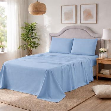 Imagem de Jogo Lençol King 400 Fios Micropercal 4 Peças – Conforto Toque Sedoso