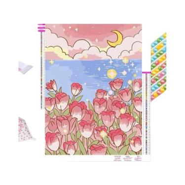 Imagem de Pintura Em Diamante 5D DIY Com Paisagem De Desenho Animado, Kit De Bor