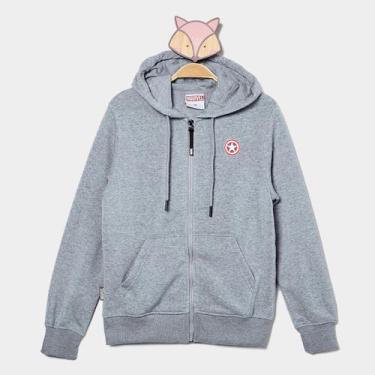 Imagem de Moletom Com Zíper Infantil Mooncity Capitão América Menino, Cinza clar