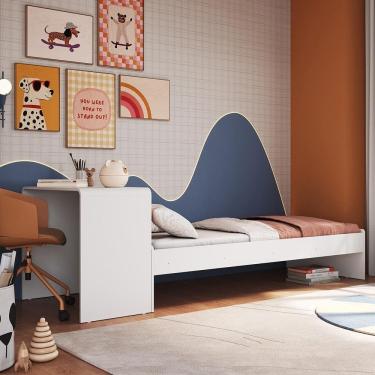Imagem de Cama Solteiro Infantil 188x88cm Escrivaninha Infix Branco C06 - Mpozenato