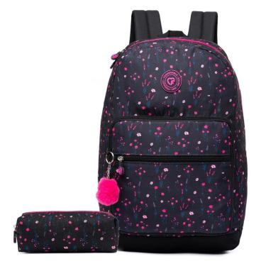 Imagem de Kit Mochila Estojo Escola Faculdade Trabalho Notebook-Feminino