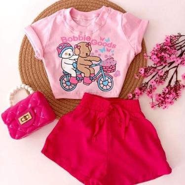 Imagem de Conjunto infantil Cropped e short - Roupa infantil verão - MB, Pink, 2