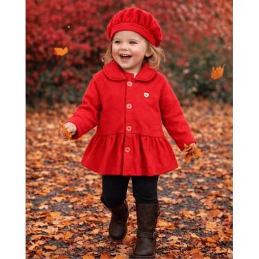 Imagem de Casaco Bebê Sobretudo Infantil Menina Soft Inverno com Boina Roupa Fri