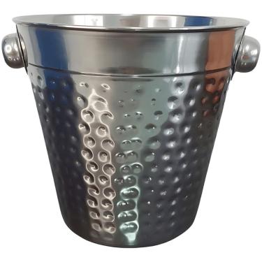 Imagem de Balde de Gelo Martelado Inox 1L 13x14x14cm para Servir Bebidas em Aço Inox Prata em Casa Tem