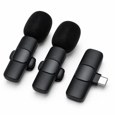 Imagem de Kit 2 Microfones Lapela sem Fio Type C Hd para Gravacao de Conteudo MDM
