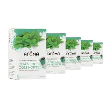 Imagem de 50 Cápsulas de Chá Compatíveis com Nespresso Aroma Verde com Hortelã, 