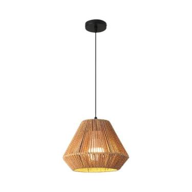 Imagem de Luminária Pendente Boho De Rattan E Corda De Cânhamo E27 Vintage Para 
