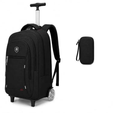 Imagem de Mochila carrinho com rodinhas Bolsa Notebook Executiva 15.6 Polegadas Resistente Trabalho Urbano Passeio Casual PRETA (01)