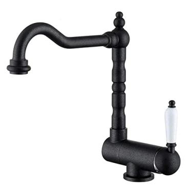 Imagem de Pkfinrd Torneiras de cozinha para janela interna, torneira para pia de cozinha, latão, torneira de cozinha dobrável quente e fria, rotação de 360°, furo único, fosco, torneira para pia de cozinha