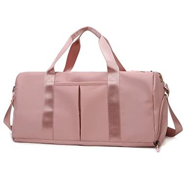 Imagem de Bolsa de ginástica seca e úmida separada bolsa de viagem à prova d'água com compartimento para sapatos bolsa esportiva para treino de viagem esportes ioga(Cor de rosa)