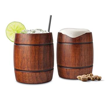 Imagem de Coador de tambor de madeira com toque final de 340 ml, conjunto com 2