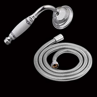 Imagem de Bronze preto antigo ouro cromado latão latão estilo telefone banheiro chuveiro chuveiro de mão que economiza água e mangueira de 1,5 m, 5