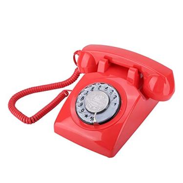 Imagem de Telefone fixo, telefone de mesa retrô vintage antigo clássico moderno para decoração de hotel/casa/escritório (vermelho)