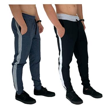 Imagem de Kit 2 Calças Masculina Moletom MXD Conceito Slim Jogger Casual Cores Tradicionais Academia Lazer Treino Passeio (M, Opção 29)