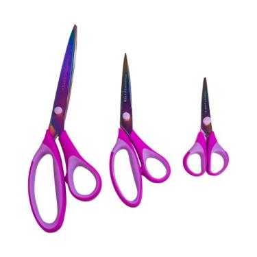 Imagem de Kit Com 3 Tesouras De Titanium Titânio Corte Preciso para Tecidos Papel Costura Patchwork