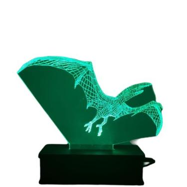 Imagem de Pterodáctilo, Dinossauro, Luminária Led 3D, 16 Cores, Abajur - Avelar