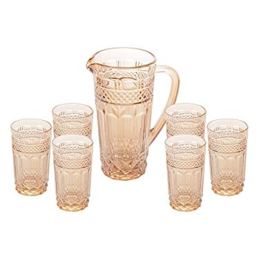 Imagem de CJ 6 COPOS 215ml C/JARRA 1l VIDRO BRAND ÂMBAR
