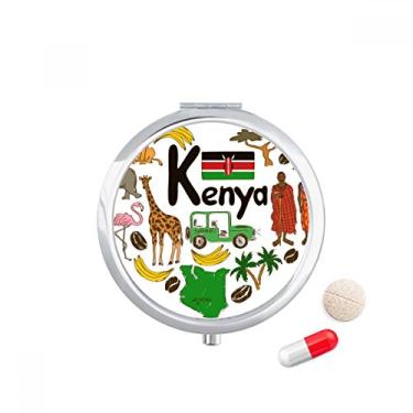 Imagem de Kenya Love Heart Landscap Caixa de armazenamento de remédios com bandeira nacional