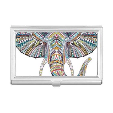 Imagem de Carteira porta-cartões com design de elefante colorido estilo mosaico