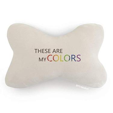 Imagem de DIYthinker LGBT Bandeira de arco-íris Estas são minhas cores, decoração de pescoço, almofada para apoio de cabeça