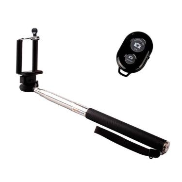 Kit Bastão de Selfie Monopod Com Controle Remoto Bluetooth - Preto