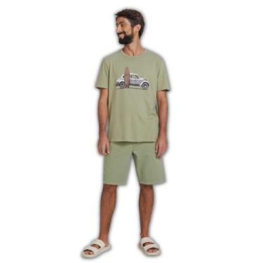 Imagem de Camiseta Hering Masculina Estampada 4F87 Verde - Cinza