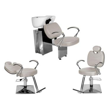 Imagem de Kit Salão Topázio 1 Cad Fixa + 1 Recl Base Quadrada + Lavatório BrancoFact