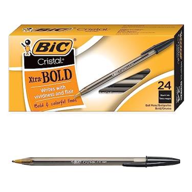 Imagem de BIC Caneta esferográfica Cristal Xtra Bold Point (1,6 mm) para linhas vívidas e dramáticas, canetas esferográficas pretas, 24 unidades