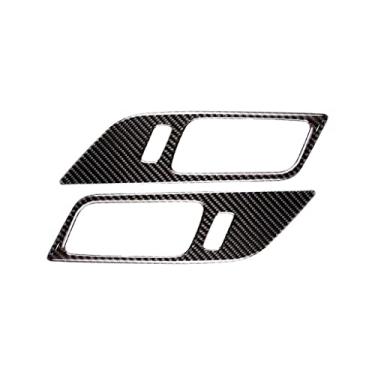 Imagem de UTOYA 2 peças de guarnições interiores de fibra de carbono do carro Painel da porta alça moldura adesivo moldura decorativa, apto para ford mustang 2015-2020