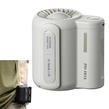 Imagem de Ventilador de cintura portátil recarregável por USB, portátil, silencioso, ventiladores elétricos para acampamento ao ar livre, caminhadas, refrigerador de viagem com 3 velocidades, branco, 91 x 73 x 92 mm